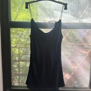 Silk Tank top with lace details- Size 8 Navy